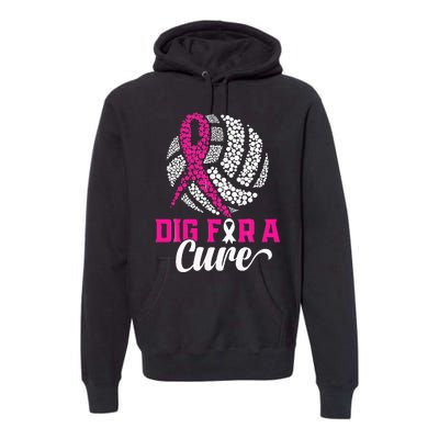 Dig For A Cure Breast Cancer Awareness Volleyball Pink Premium Hoodie