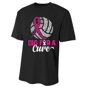 Dig For A Cure Breast Cancer Awareness Volleyball Pink Performance Sprint T-Shirt