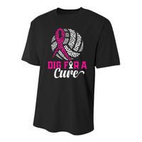 Dig For A Cure Breast Cancer Awareness Volleyball Pink Youth Performance Sprint T-Shirt