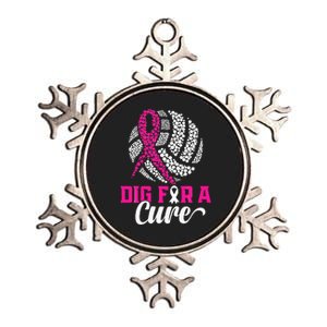 Dig For A Cure Breast Cancer Awareness Volleyball Pink Metallic Star Ornament