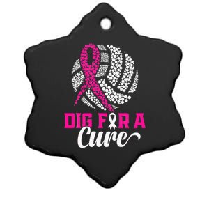 Dig For A Cure Breast Cancer Awareness Volleyball Pink Ceramic Star Ornament