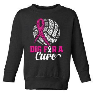 Dig For A Cure Breast Cancer Awareness Volleyball Pink Toddler Sweatshirt