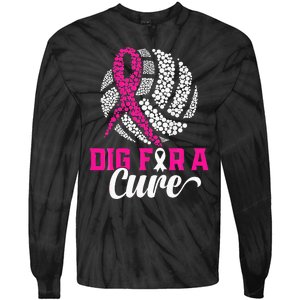 Dig For A Cure Breast Cancer Awareness Volleyball Pink Tie-Dye Long Sleeve Shirt