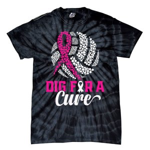 Dig For A Cure Breast Cancer Awareness Volleyball Pink Tie-Dye T-Shirt