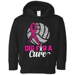 Dig For A Cure Breast Cancer Awareness Volleyball Pink Toddler Hoodie