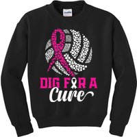 Dig For A Cure Breast Cancer Awareness Volleyball Pink Kids Sweatshirt