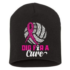 Dig For A Cure Breast Cancer Awareness Volleyball Pink Short Acrylic Beanie