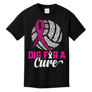 Dig For A Cure Breast Cancer Awareness Volleyball Pink Kids T-Shirt