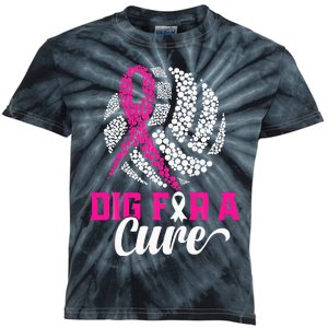 Dig For A Cure Breast Cancer Awareness Volleyball Pink Kids Tie-Dye T-Shirt