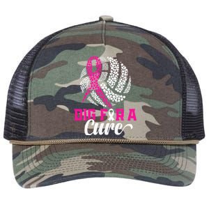 Dig For A Cure Breast Cancer Awareness Volleyball Pink Retro Rope Trucker Hat Cap