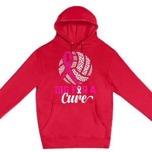 Dig For A Cure Breast Cancer Awareness Volleyball Pink Premium Pullover Hoodie