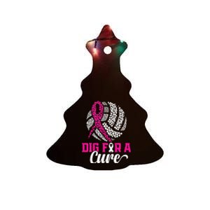 Dig For A Cure Breast Cancer Awareness Volleyball Pink Ceramic Tree Ornament