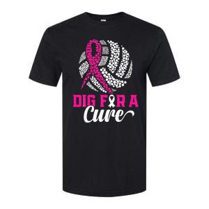 Dig For A Cure Breast Cancer Awareness Volleyball Pink Softstyle CVC T-Shirt