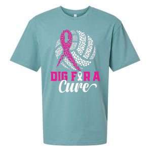 Dig For A Cure Breast Cancer Awareness Volleyball Pink Sueded Cloud Jersey T-Shirt