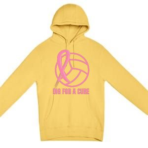 Dig For A Cure Breast Cancer Awareness Volleyball Pink Out Premium Pullover Hoodie