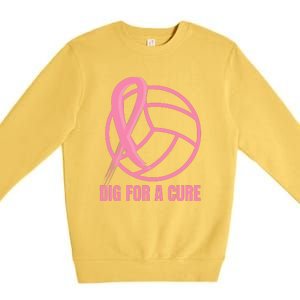 Dig For A Cure Breast Cancer Awareness Volleyball Pink Out Premium Crewneck Sweatshirt