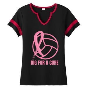 Dig For A Cure Breast Cancer Awareness Volleyball Pink Out Ladies Halftime Notch Neck Tee