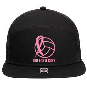 Dig For A Cure Breast Cancer Awareness Volleyball Pink Out 7 Panel Mesh Trucker Snapback Hat