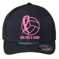 Dig For A Cure Breast Cancer Awareness Volleyball Pink Out Flexfit Unipanel Trucker Cap