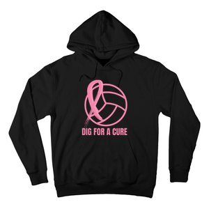 Dig For A Cure Breast Cancer Awareness Volleyball Pink Out Hoodie