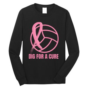 Dig For A Cure Breast Cancer Awareness Volleyball Pink Out Long Sleeve Shirt