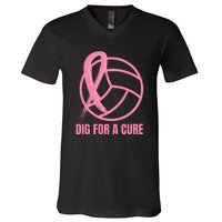 Dig For A Cure Breast Cancer Awareness Volleyball Pink Out V-Neck T-Shirt