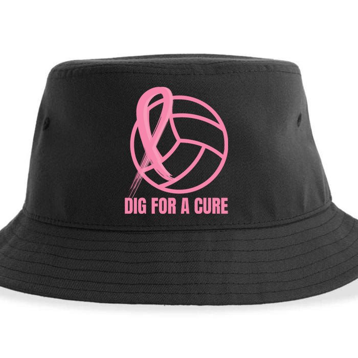 Dig For A Cure Breast Cancer Awareness Volleyball Pink Out Sustainable Bucket Hat