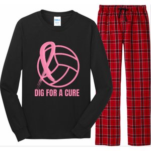 Dig For A Cure Breast Cancer Awareness Volleyball Pink Out Long Sleeve Pajama Set