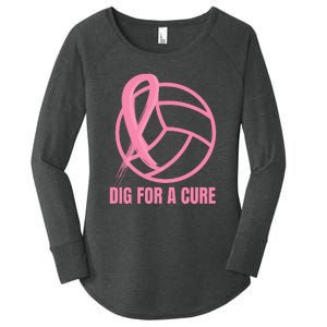 Dig For A Cure Breast Cancer Awareness Volleyball Pink Out Women's Perfect Tri Tunic Long Sleeve Shirt