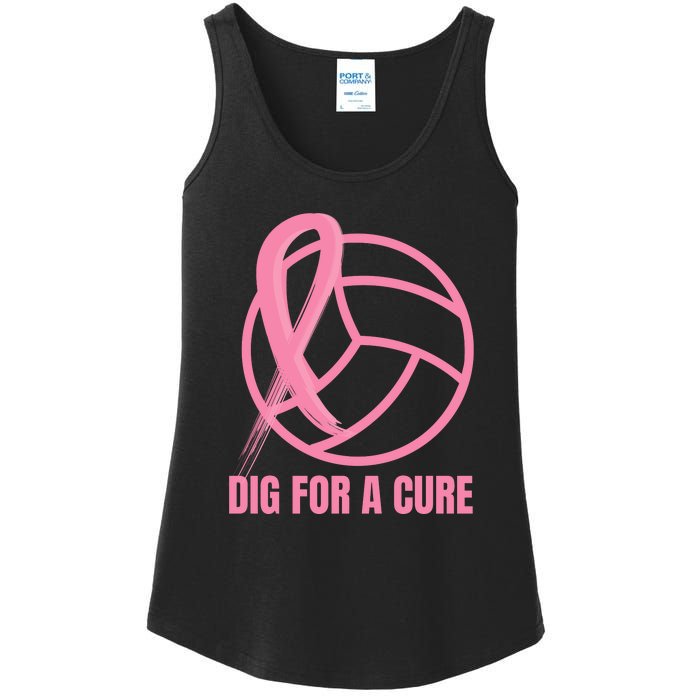 Dig For A Cure Breast Cancer Awareness Volleyball Pink Out Ladies Essential Tank