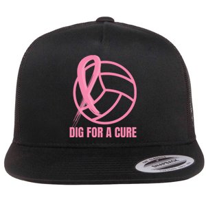 Dig For A Cure Breast Cancer Awareness Volleyball Pink Out Flat Bill Trucker Hat