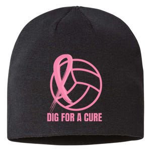 Dig For A Cure Breast Cancer Awareness Volleyball Pink Out Sustainable Beanie