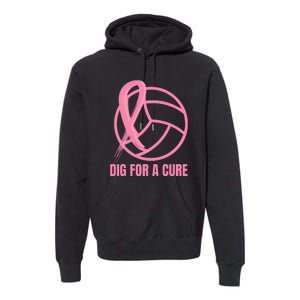 Dig For A Cure Breast Cancer Awareness Volleyball Pink Out Premium Hoodie