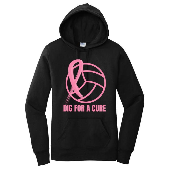 Dig For A Cure Breast Cancer Awareness Volleyball Pink Out Women's Pullover Hoodie