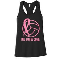 Dig For A Cure Breast Cancer Awareness Volleyball Pink Out Women's Racerback Tank