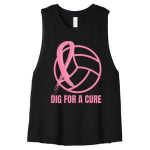 Dig For A Cure Breast Cancer Awareness Volleyball Pink Out Women's Racerback Cropped Tank