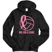 Dig For A Cure Breast Cancer Awareness Volleyball Pink Out Tie Dye Hoodie