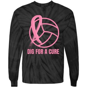 Dig For A Cure Breast Cancer Awareness Volleyball Pink Out Tie-Dye Long Sleeve Shirt