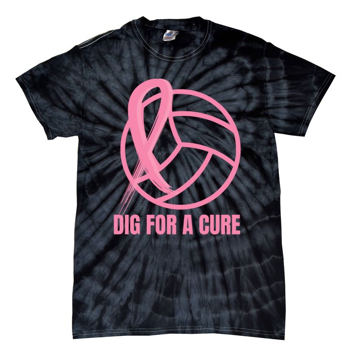 Dig For A Cure Breast Cancer Awareness Volleyball Pink Out Tie-Dye T-Shirt