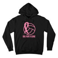 Dig For A Cure Breast Cancer Awareness Volleyball Pink Out Tall Hoodie