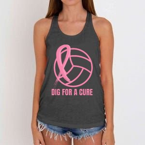 Dig For A Cure Breast Cancer Awareness Volleyball Pink Out Women's Knotted Racerback Tank