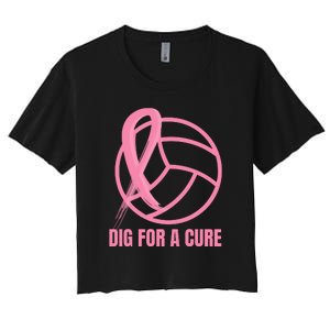 Dig For A Cure Breast Cancer Awareness Volleyball Pink Out Women's Crop Top Tee