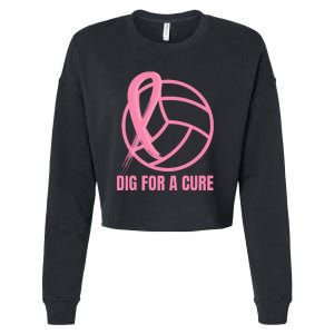 Dig For A Cure Breast Cancer Awareness Volleyball Pink Out Cropped Pullover Crew