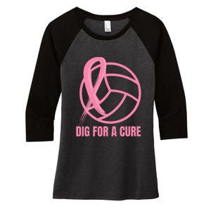 Dig For A Cure Breast Cancer Awareness Volleyball Pink Out Women's Tri-Blend 3/4-Sleeve Raglan Shirt