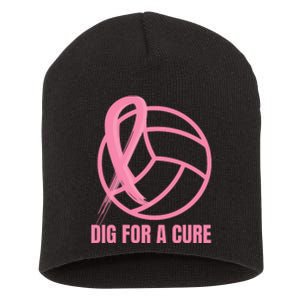 Dig For A Cure Breast Cancer Awareness Volleyball Pink Out Short Acrylic Beanie