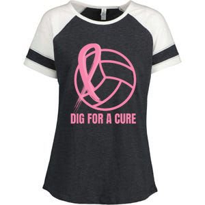 Dig For A Cure Breast Cancer Awareness Volleyball Pink Out Enza Ladies Jersey Colorblock Tee