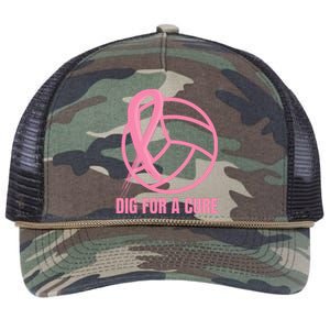 Dig For A Cure Breast Cancer Awareness Volleyball Pink Out Retro Rope Trucker Hat Cap