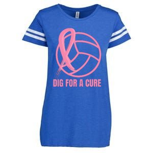 Dig For A Cure Breast Cancer Awareness Volleyball Pink Out Enza Ladies Jersey Football T-Shirt