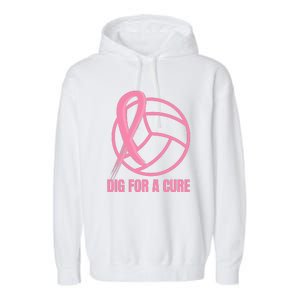 Dig For A Cure Breast Cancer Awareness Volleyball Pink Out Garment-Dyed Fleece Hoodie