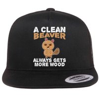 Dirty Funny Adult Clean Beaver Wood Flatbill Hat